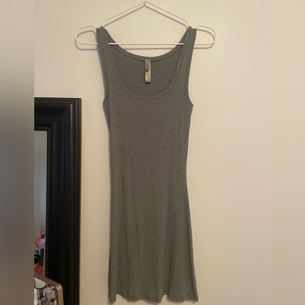 Skims Gray Ribbed Tank Dress